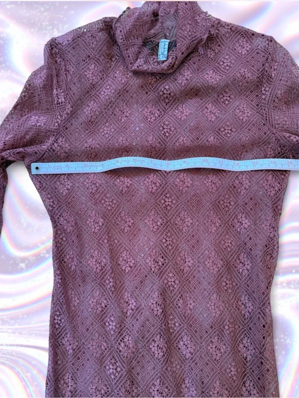 Free People Double Layer Tribeca Sheer Lace Mock Neck Top - Rusty Pink